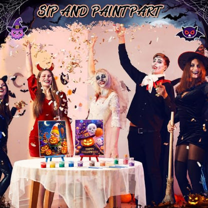 Blosssound 24 Set Halloween Pre Drawn Canvas 5x7'' with Easel - style: Cute Halloween