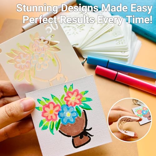 Hippy Stencils for Painting, 64 Pcs 3 Inch for Cards Rocks Crafts - color: Hippy