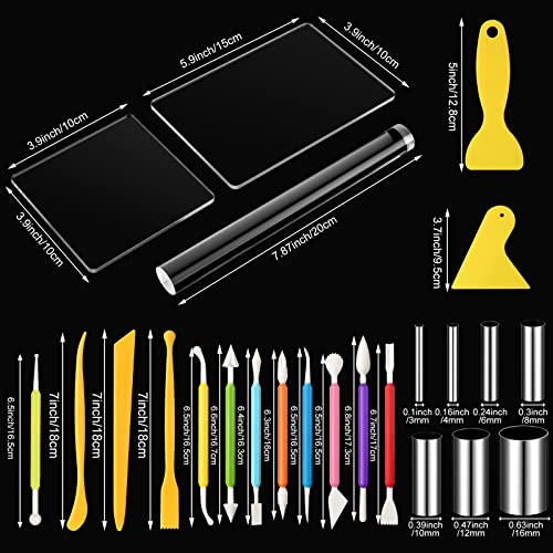 Honoson 23 Pcs Clay Sculpting Tools Set with Roller Cutters,Colorful - color: Colorful