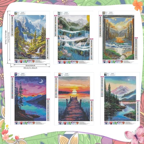 EWJRNSF 6 Pack 5D Mountain Landscape Diamond Painting Kits for Adults DIY - color: AA 6 Pack Landscape