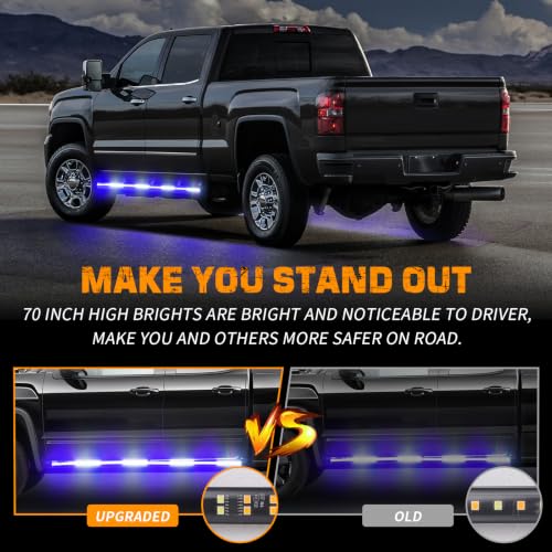 XRIDONSEN 2-Pack 70-inch Blue White Emergency Lights Running Board Lights - color: Blue/White