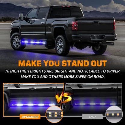 XRIDONSEN 2-Pack 70-inch Blue White Emergency Lights Running Board Lights - color: Blue/White