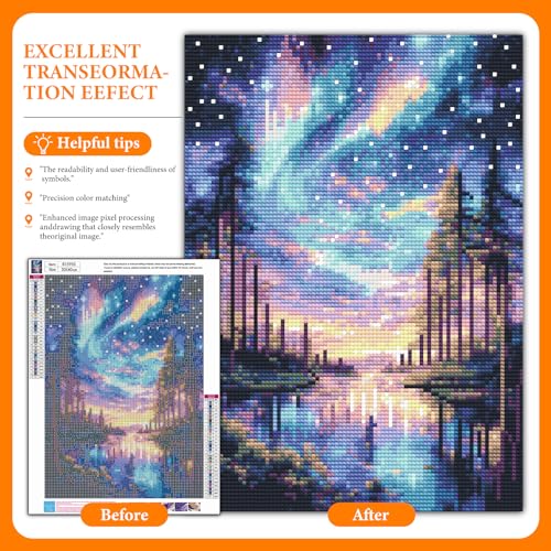 Diamond Art Kits for Adults, Starry Sky DIY Diamond Painting for Beginners - color: BLKJDP01