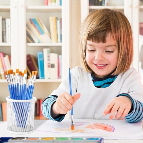 UPINS 11 Pcs Flat Paint Brushes Miniature Small Thin Painting Brushes for Detail Painting