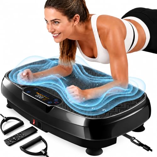 Renoj 3D Vibration Plate Exercise Machine, 200W Motor, 455lbs Capacity - color: Black