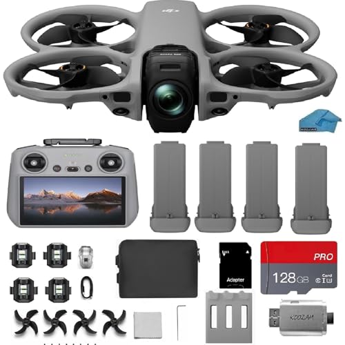 DJI Avata 360 FPV Drone 4-Battery Bundle with RC 2 Controller (Built-In Screen) | 360° Immersive 4K Camera Drone with Propeller Guards & 128GB MicroSD Card