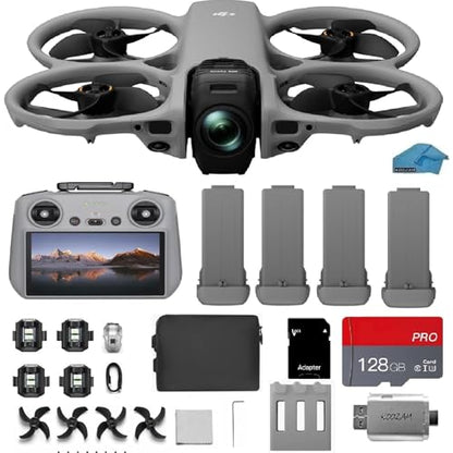 DJI Avata 360 FPV Drone 4-Battery Bundle with RC 2 Controller (Built-In Screen) | 360° Immersive 4K Camera Drone with Propeller Guards & 128GB MicroSD Card