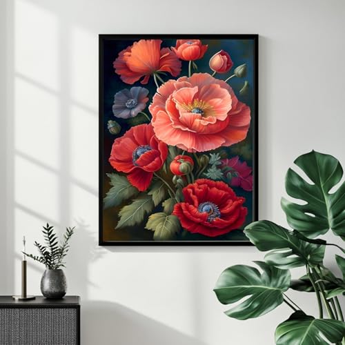 Poppy Paint by Numbers Kit for Adults, 16x20 inch - color: FLOWER01 without frame