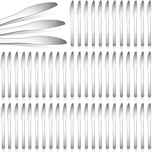 Therwen 64 Pcs Dinner Knives Set Stainless Steel Silver Butter Knives
