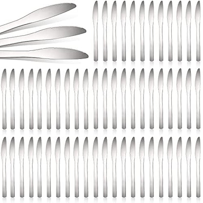 Therwen 64 Pcs Dinner Knives Set Stainless Steel Silver Butter Knives