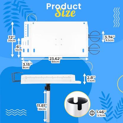 Bait Cutting Board for Boat, HDPE Thickened Bait Table Fishing Filet Board with Tool Slots and Larger Cup Holders, 360° Adjustable Rod Holder, Boat Fish Cleaning Table with Fish Fillet Mat