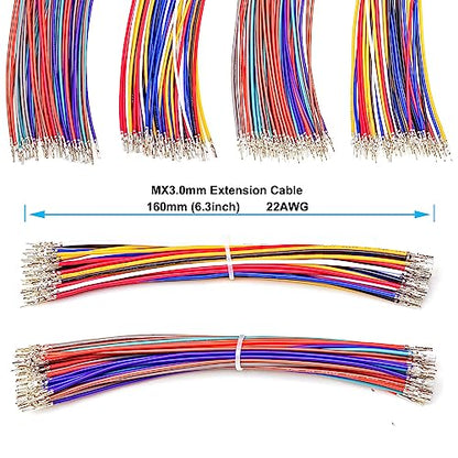 Compatible with Molex Wire-to-Board Connectors, Micro-Fit Connectors 3.0mm Pitch with 22AWG Pre-Crimped Wire, Micro-Fit Connectors 3.0mm Single Row 2P 3P 4P 5P 6P Housing (TC-MX-Single-3.0mm) - size: 3.0mm-Micro-Fit