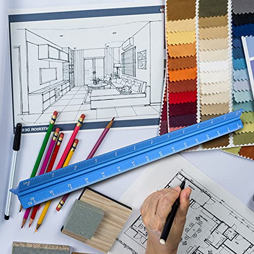 12" Engineer Scale Ruler Architectural Ruler Imperial, Blue - color: Imperial Blue