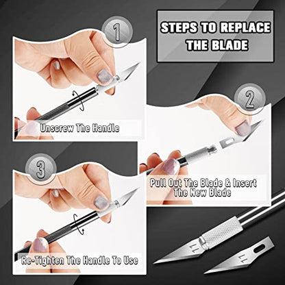 DIYSELF 2 Pack Exacto Knife Set, Aluminum Craft Knife with 20#11 Blades - color: Black (2 Pack)