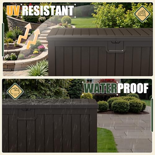JUMMICO HDPE 250 Gallon Deck Box Double-Wall with Divider - color: Brown, size: 250 gallon