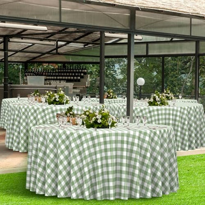 3 Pcs Sage Green Gingham Tablecloths 84 inch Checkered Round Tablecloths - color: Sage Green-round