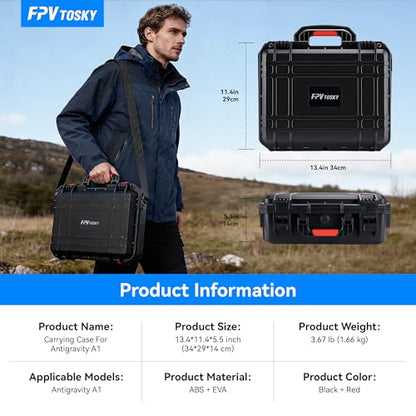 FPVtosky Hard Case for Antigravity A1, Waterproof Protective Storage Bag, Accessories Fit Drone, Batteries & RC Gear [Case ONLY]