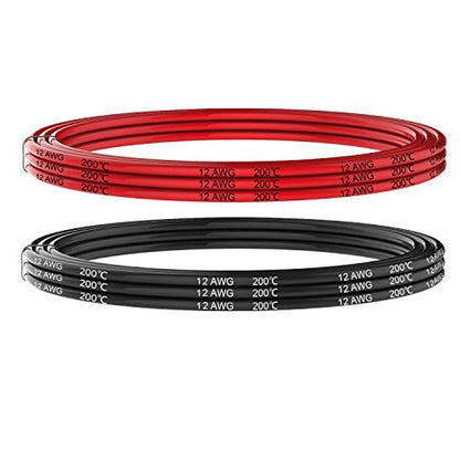 12awg Silicone Electrical Wire Cable 2 Colors Tinned Copper 10ft Each - size: 2 Colors each 10FT, style: 12AWG