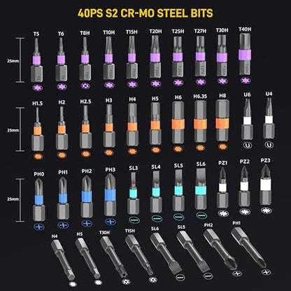 42 in 1 Magnetic Screwdriver Set, Multi Bit Ratcheting Screwdriver Set - color: Grey, size: 42 PCS