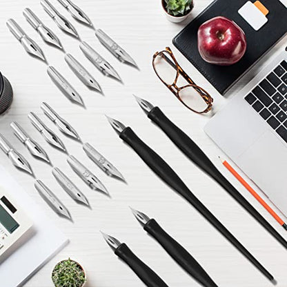 Zonon 2 Sets Oblique Calligraphy Dip Pen Set, Includes 2-in-1 Calligraphy