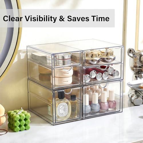 Prsildan Acrylic Makeup Organizer Clear Storage Drawer with 6 Small Drawers - size: 6 Drawers