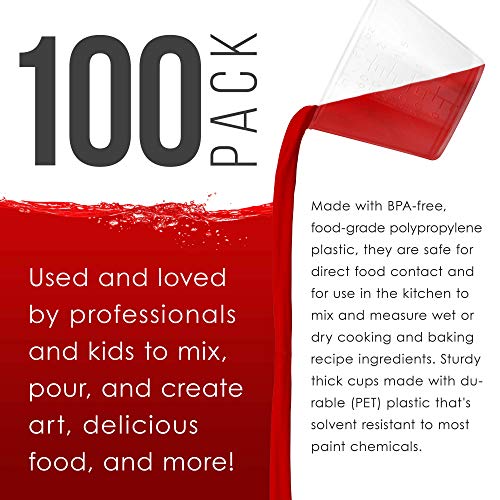 Pouring Masters 2 Oz (60 ml) Liquid Measuring Cups, 100 Pack with 25 Sticks - size: 2-Ounce - Cup