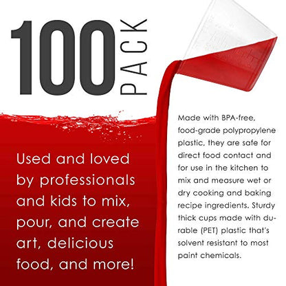 Pouring Masters 2 Oz (60 ml) Liquid Measuring Cups, 100 Pack with 25 Sticks - size: 2-Ounce - Cup