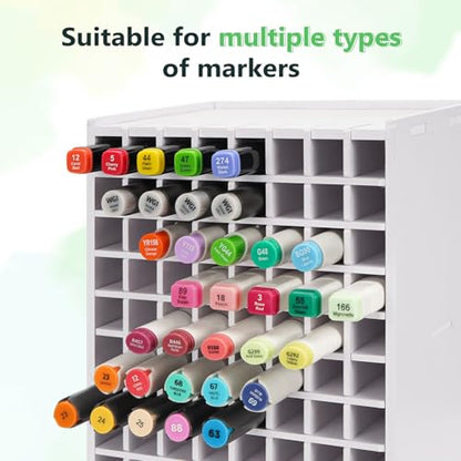 SANFURNEY Art Marker Storage Rack for 120 Markers - size: Rack for 120 Markers - White