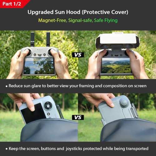 Arzroic RC 2 Protective Sun Hood Kit with Screen Protector for DJI Mini 5 Pro/Avata 360/Mini 4 Pro/Mavic 4 Pro/Flip/Air 3S/Air 3 Accessories - style: Sun Hood + Screen Protector