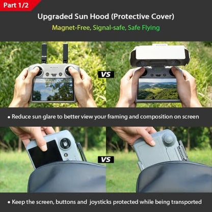 Arzroic RC 2 Protective Sun Hood Kit with Screen Protector for DJI Mini 5 Pro/Avata 360/Mini 4 Pro/Mavic 4 Pro/Flip/Air 3S/Air 3 Accessories - style: Sun Hood + Screen Protector