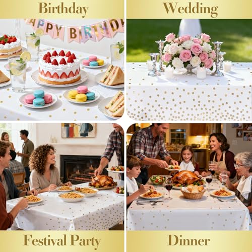 4 Pack Gold Plastic Tablecloths, Waterproof Disposable Party Table Covers - color: Gold, size: 54" x 108" (4 Pack)