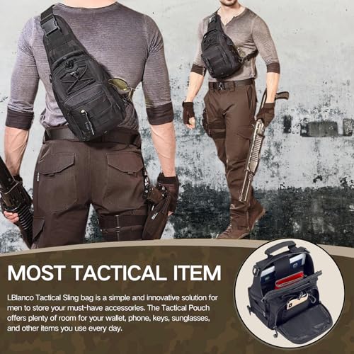 Tactical Shoulder Sling Bag Small Outdoor Chest Pack Backpack for Men Traveling, Trekking, Camping, Sling Backpack - color: Black
