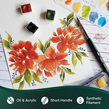 Silver Brush Limited Ruby Satin Variety Oil and Acrylic Brush Set, 6pc - color: Variety Set, size: 6 Pc