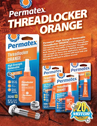 Permatex 25210 High Strength Removable Threadlocker Orange Liquid, 10 ml - size: 10 ml, style: Liquid - High Strength