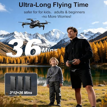 1080P HD Drones with Camera for Adults,Foldable Drone for Beginners - color: Black