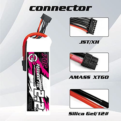 CNHL 2200mAh 6S Lipo Battery 22.2V 70C with XT60 Plug (2 Packs)