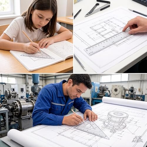 Geometry Set, 6 Pcs Compass and Protractor Math Protractor Compass Drawing Tool with Protactors Rulers Back to School Supplies for Students Teacher