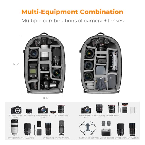 K&F CONCEPT Professional Camera Backpack Large Size Photography Bag Compatible with Camera DSLR, Black - style: 02-dark Grey