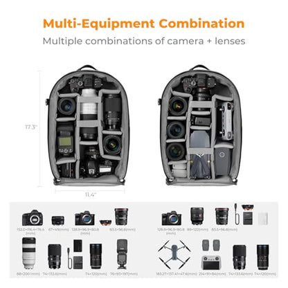 K&F CONCEPT Professional Camera Backpack Large Size Photography Bag Compatible with Camera DSLR, Black - style: 02-dark Grey