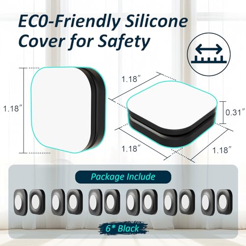 Magnetic Silicone Remote Control Holder Wall Mount for TV Fan 6 Pack Black - color: 6 Black, size: Square