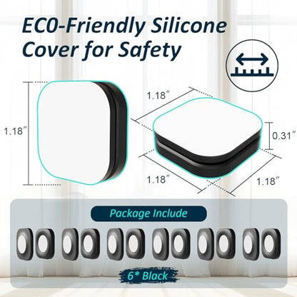 Magnetic Silicone Remote Control Holder Wall Mount for TV Fan 6 Pack Black - color: 6 Black, size: Square