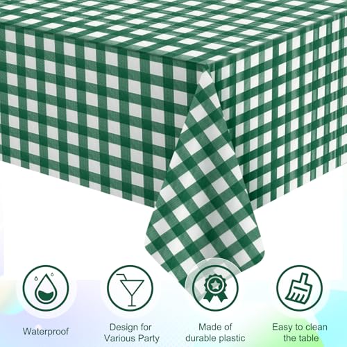 3Pcs Dark Green Gingham Tablecloths, Checkered Party Table Covers 54x108 In - color: Dark Green
