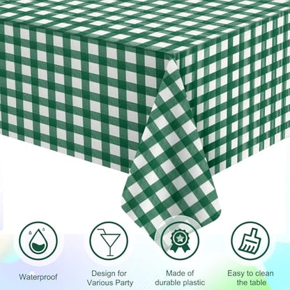 3Pcs Dark Green Gingham Tablecloths, Checkered Party Table Covers 54x108 In - color: Dark Green