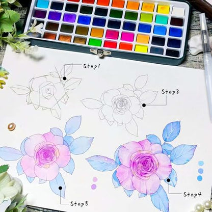 Artecho Watercolor Paint Set, 72 Colors with Metallics, Travel Case - style: 72Colors