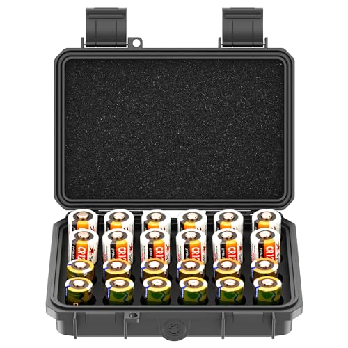 24 Slots CR2 CR123 CR123A Lithium Battery Organizer Case IP67 Waterproof - color: 24 Slots CR123 Battery Case