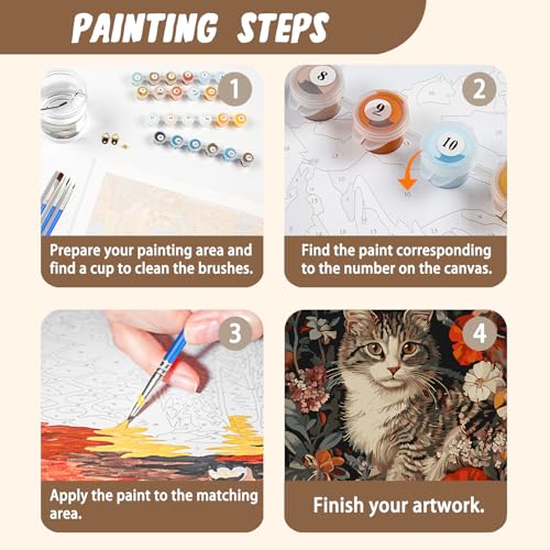 XTCIXAL Paint by Numbers Kit for Adults, Cat, 16X20 Inch - color: 09-Cat