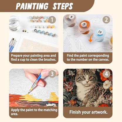 XTCIXAL Paint by Numbers Kit for Adults, Cat, 16X20 Inch - color: 09-Cat