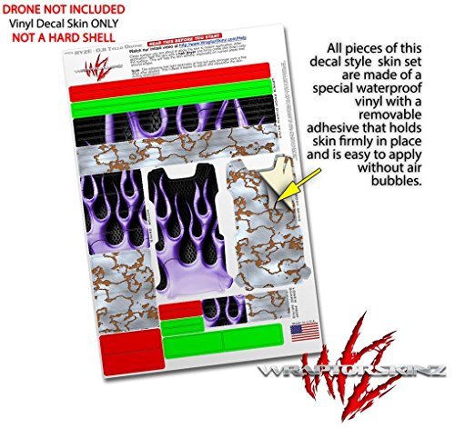 Skin Decal Wrap 2 Pack Compatible with DJI Ryze Tello Metal Flames Purple Drone NOT Included