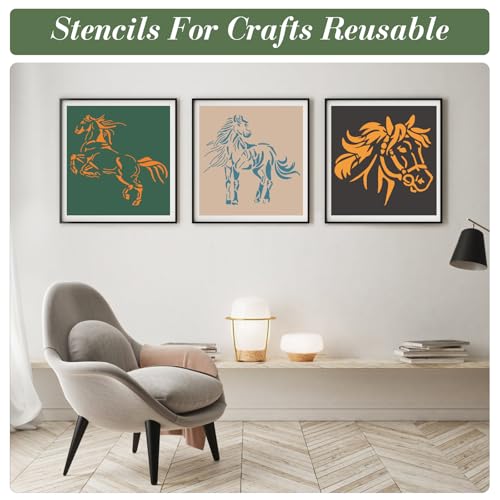 Horse Stencils for Crafts Reusable 15Pcs Art Painting Stencil - color: Horse