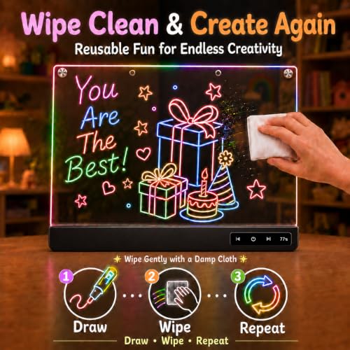 Cardivek LED Drawing Board for Kids, 16" Rechargeable Light Up Tablet - color: Black
